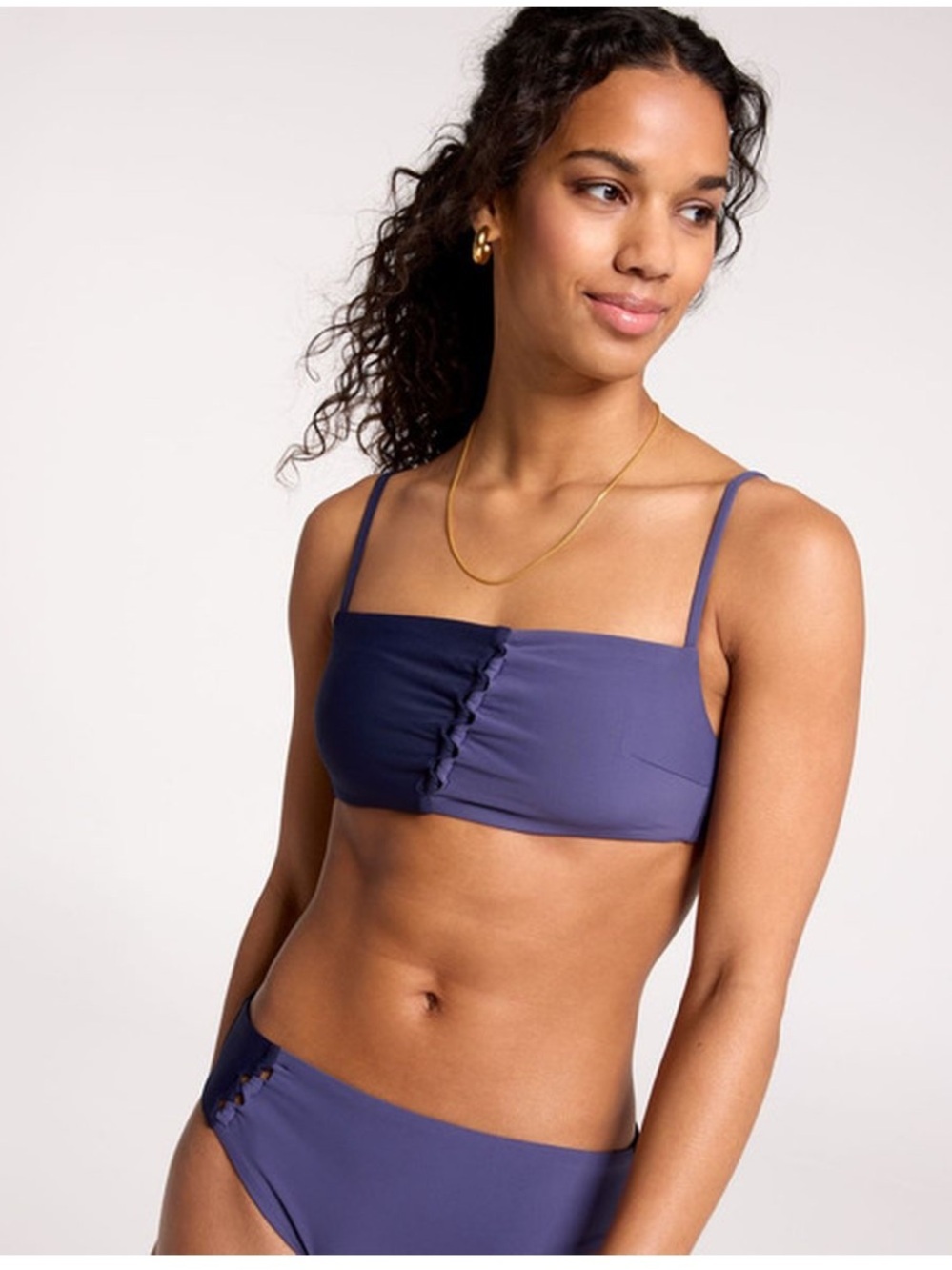 CALIA Women's Swim Looped Front Bikini Set Storm Haze Color block size M
